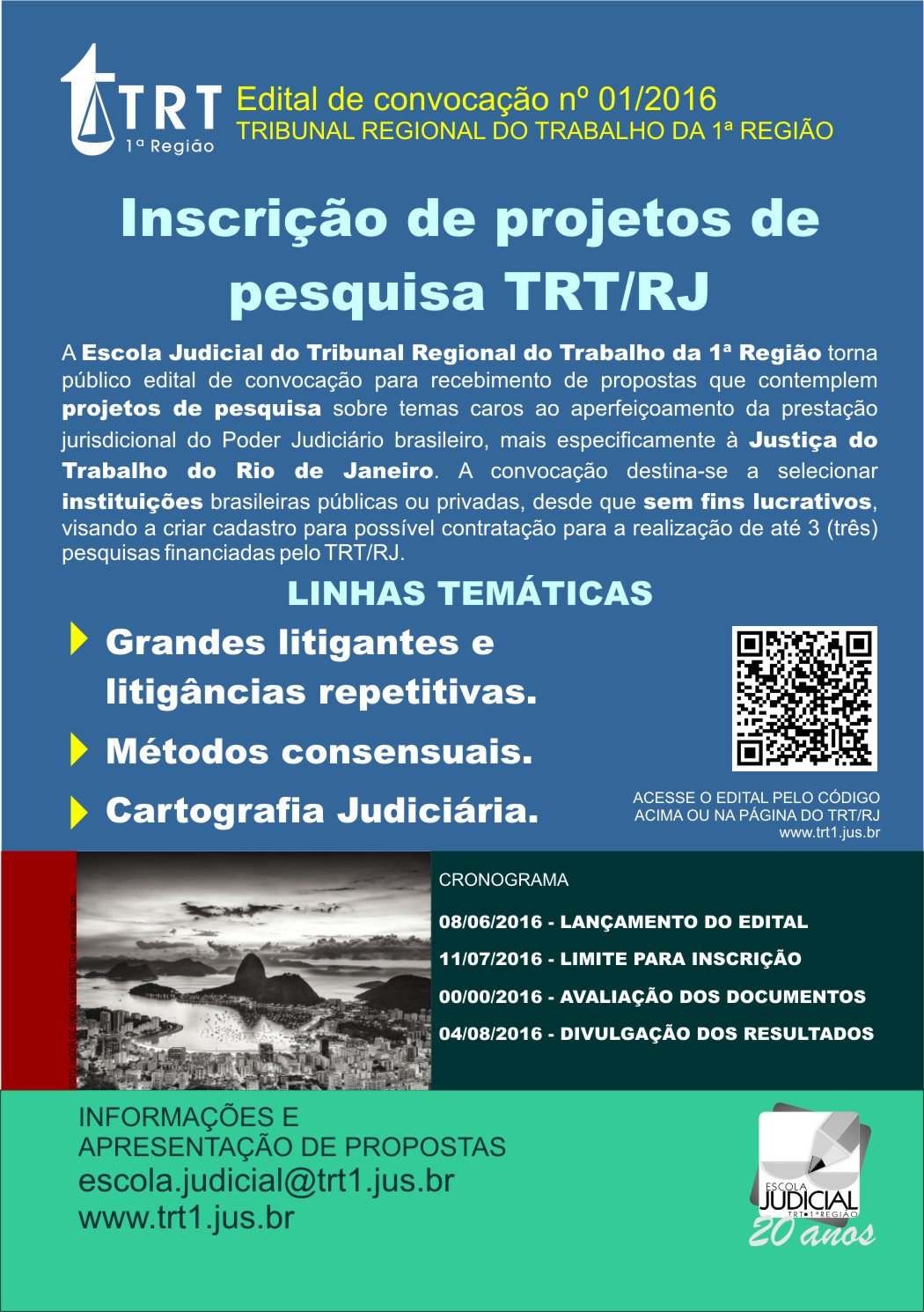 Cartaz do Edital de convocação nº 01/2016 do TRT da 1ª Região