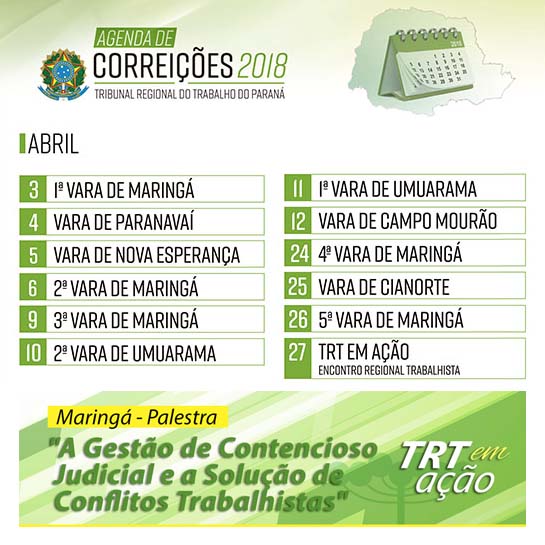 Agenda de correições na macrorregião de Maringá