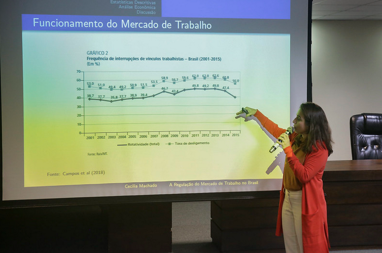 Foto: Economista Cecília Machado (FGV) durante o evento